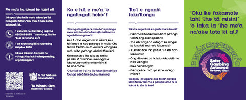 "Spending more on pokies" Wallet leaflet - pack of 10 (Tongan)