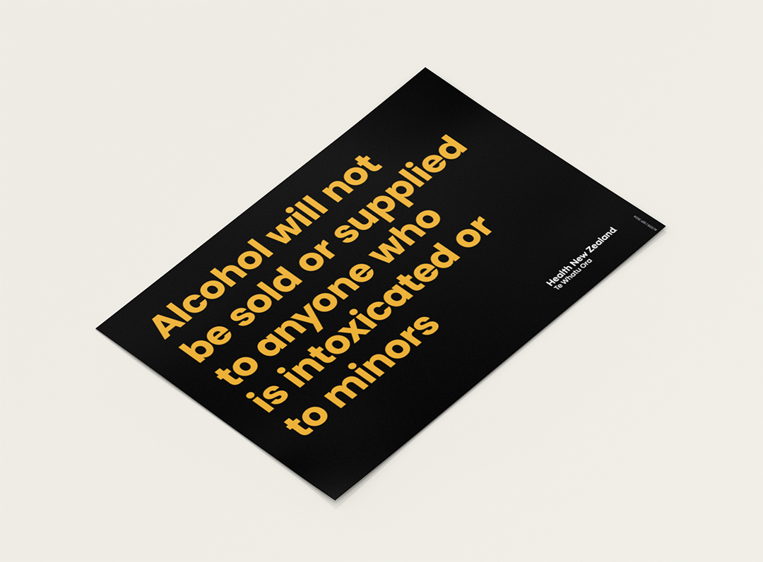 Alcohol not sold to intoxicated people or minors poster