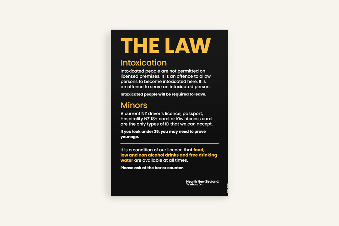The Law - on-licensed premises A4 sign