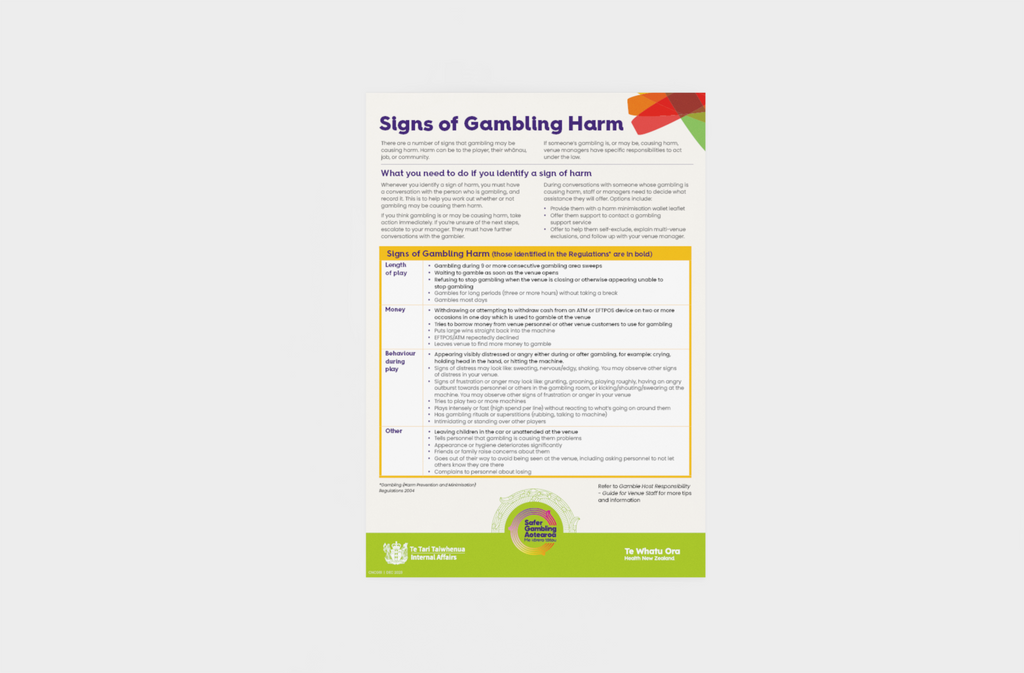 Gambling Harm Reference Card - A4 Laminated Card