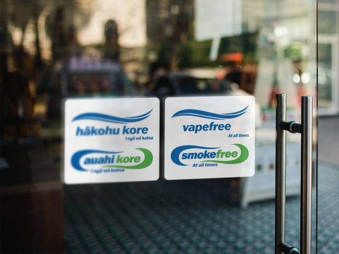 Hākohu kore/Auahi kore and Vapefree/Smokefree stickers (available only to schools, kura, ECEs and kōhanga reo only)