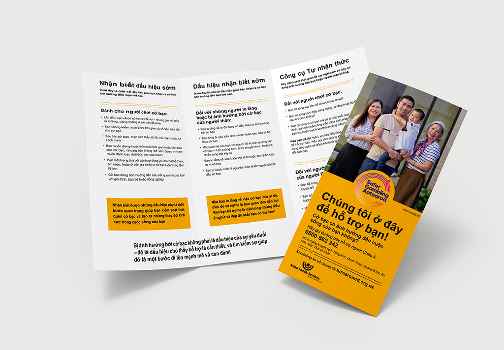 “We are here to support you” gambling harm brochure for Asian communities – Vietnamese