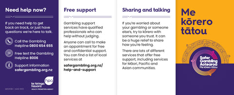 Safer Gambling Aotearoa Wallet Leaflet (packs of 50)