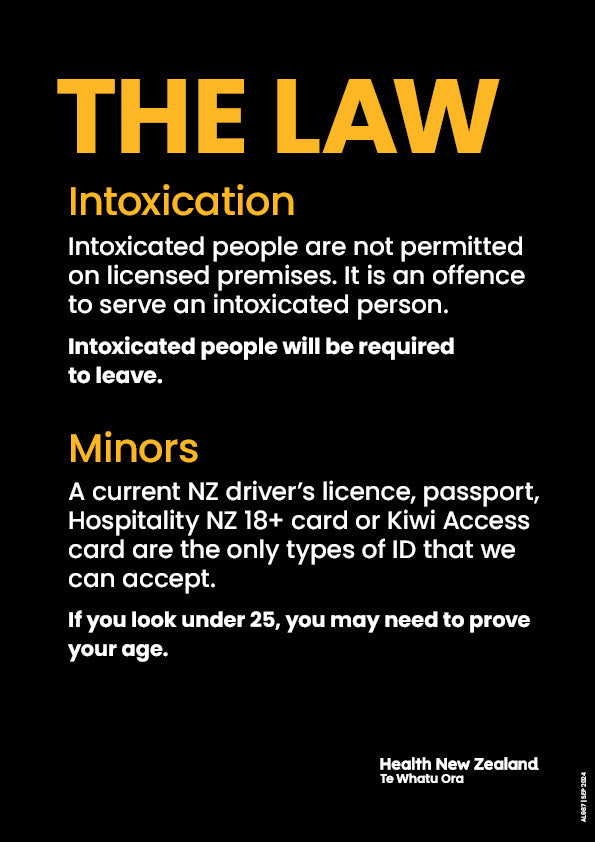 Te Whatu Ora resource store | The Law - off-licensed premises A4 sign