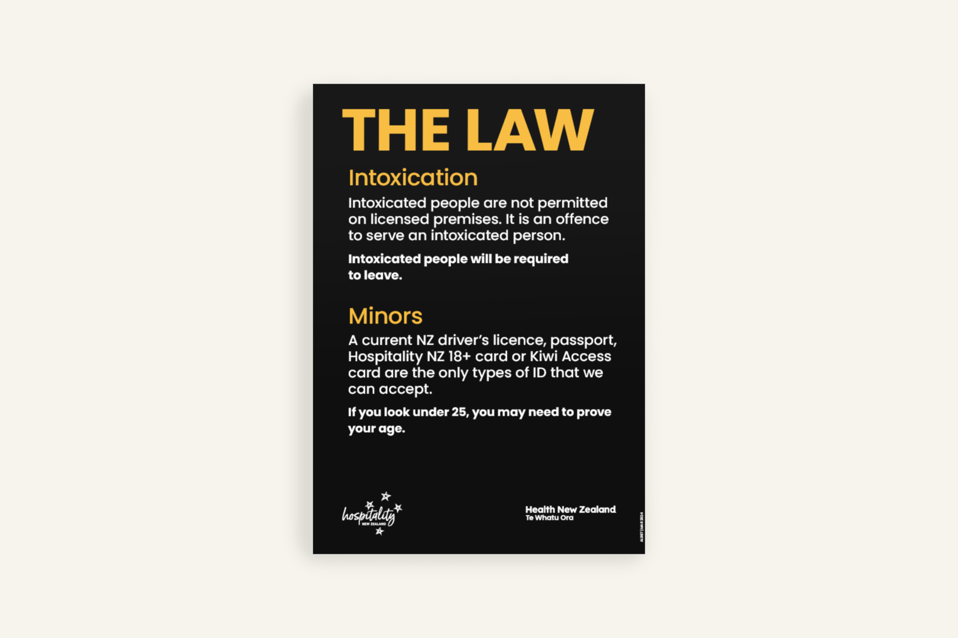 Te Whatu Ora resource store | The Law - off-licensed premises A4 sign