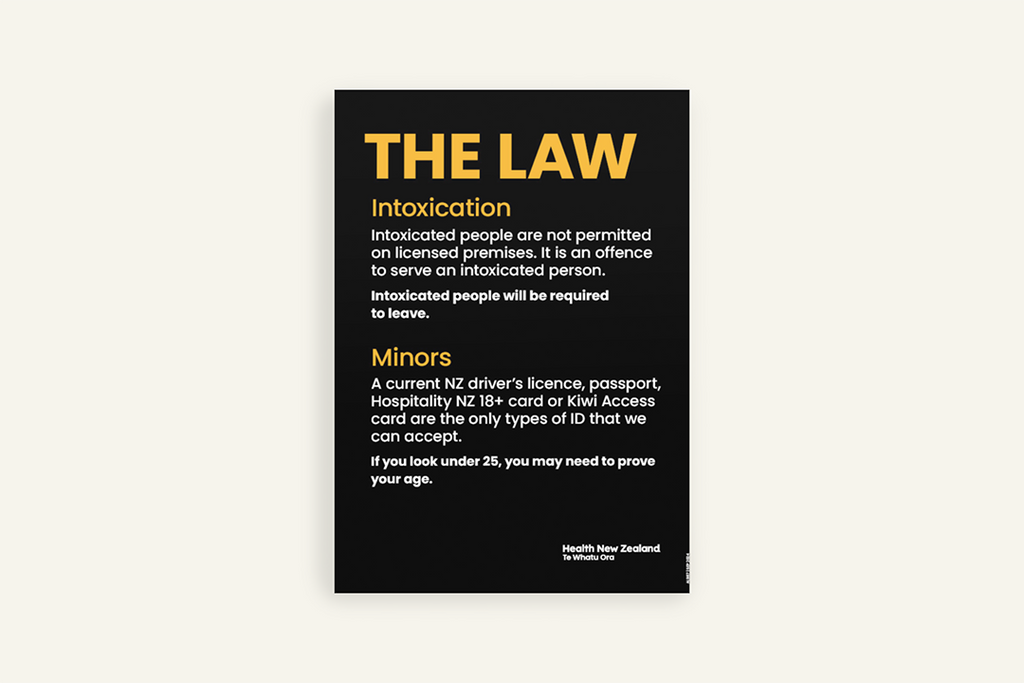 The Law - off-licensed premises A4 sign