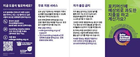 "Spending more on pokies" Wallet leaflet - Korean (pack of 10)