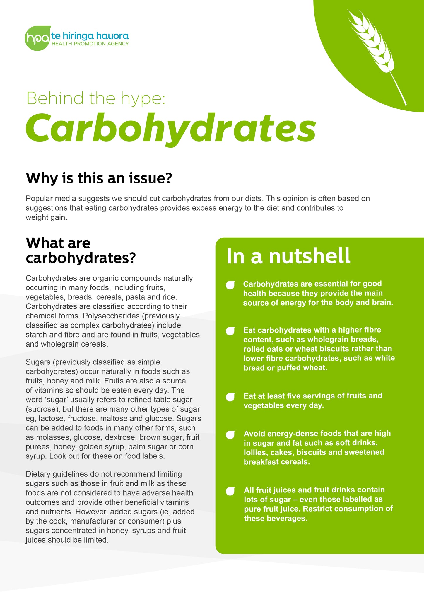Behind the hype: Carbohydrates - Digital only